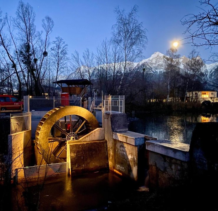 vilters-wangs: das wasserrad bei mondschein